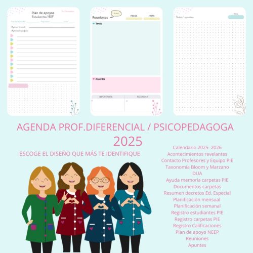 Agenda Profesora Diferencial/ Psicopedagoga PIE
