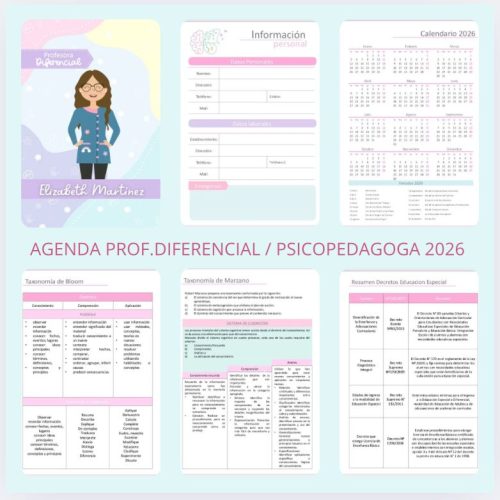 Agenda Profesora Diferencial- Psicopedagog@ adecuada para PIE